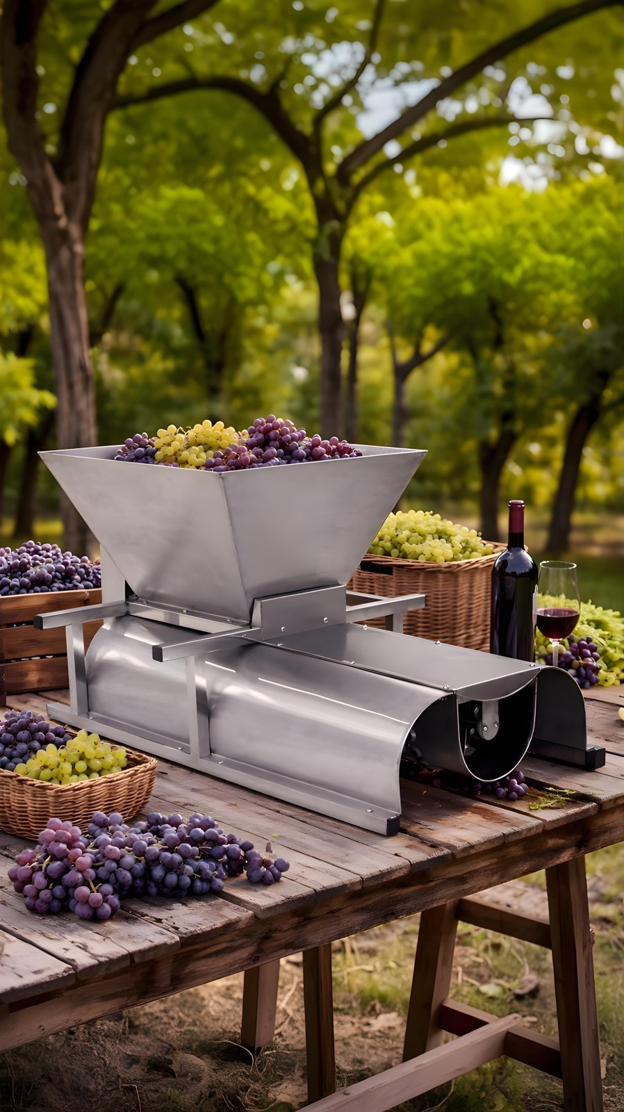 Máquina de Moer Uva Hidro com Separador de Cacho 2 Rolos Inox 1/2 CV