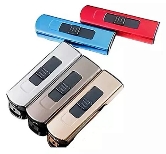Isqueiro USB Recarregável Sem Gás em Alumínio com LED Indicador Luatek LH-010