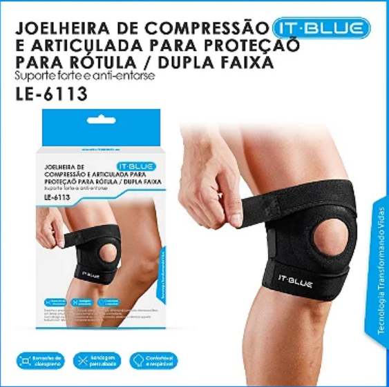 Joelheira de Compressão em Neoprene com Ajuste Preta It-Blue LE-6113