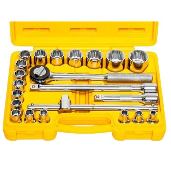 Jogo de Soquete 1/2" com Catraca Reversível 22 Peças Bomvink BOM-3918