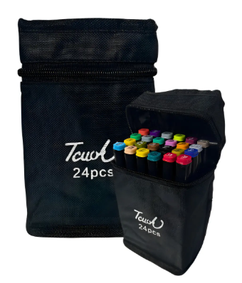 Kit de Canetinhas Coloridas Ponta Dupla com 24 Cores Touch MK-24