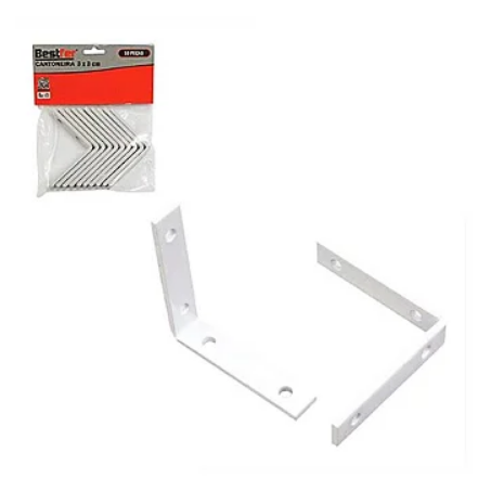 Kit Com 10 Cantoneiras Brancas de Ferro 3cm x 3cm Bestfer BFH1690
