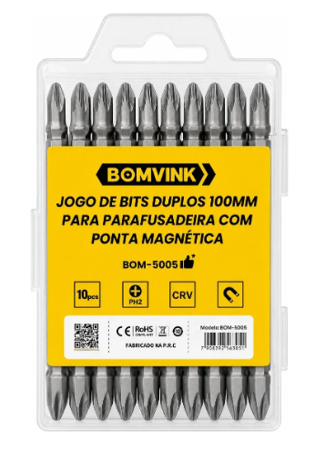 Kit de Bits Duplos 10mm para Parafusadeira 10 Peças Bomvink BOM-5005