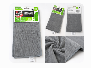 Kit de Panos de Limpeza em Microfibra com 2 Unidades 32 x 32 cm Clink CK7782