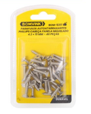 Kit de Parafusos Autoatarraxantes 4,2 x 19mm com 40 Peças Bomvink BOM-5317