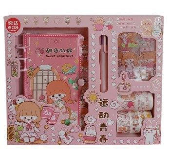 Kit de Presente Planner Mia A6 com 80 Páginas, Fitas, Adesivos e Caneta Uniso KMK-2021
