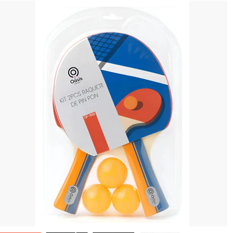 Kit de Tênis de Mesa com 5 Peças Raquetes e Bolinhas Oasis OIF-7006