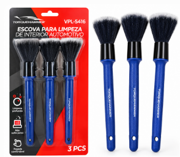 Kit de Escovas de Limpeza de Interior Veicular com 3 Unidades Torquehammer VPL-5416