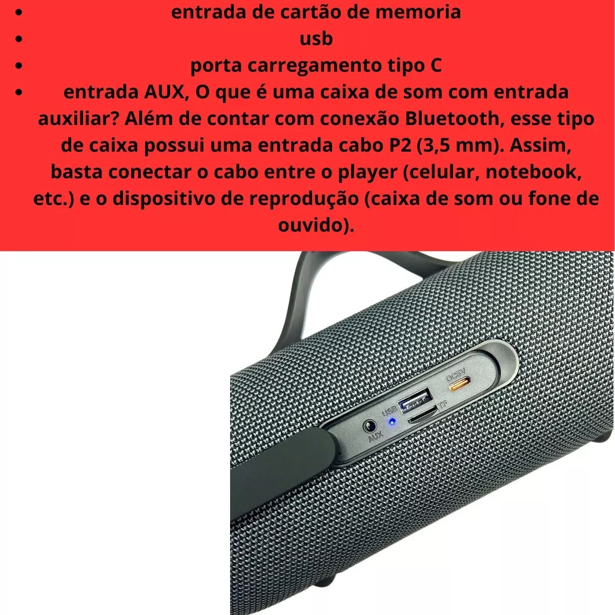 Caixa De Som Bluetooth RGB 20W Tomate MTS-6007
