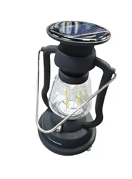 Lampião Retrô a Manivela com Painel Solar e Lâmpada LED Recarregável Luatek LK-5815
