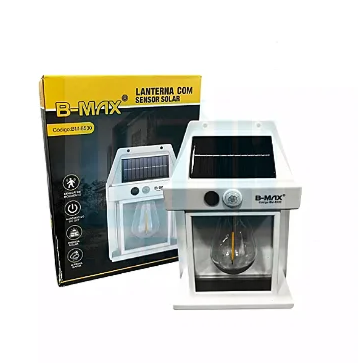 Lanterna Arandela Solar com Sensor 600lm 5,5V 1W B-Max BM-8530