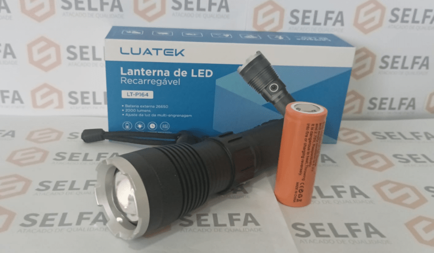 Lanterna de LED Recarregável 2000 Lumens em Liga de Alumínio Luatek LT-P164