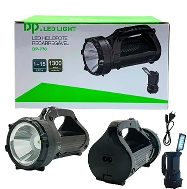Lanterna Holofote Recarregável com 16 LEDs e Alça DP-770