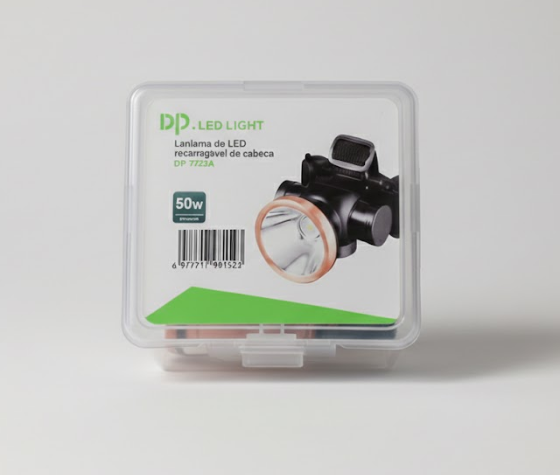 Lanterna LED De Cabeça Recarregável Bivolt 50W Bateria 2000mAh DP DP-7223A