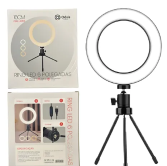 Luminária Ring Light 6 Polegadas USB com Tripé de Mesa Oasis OIH-4901