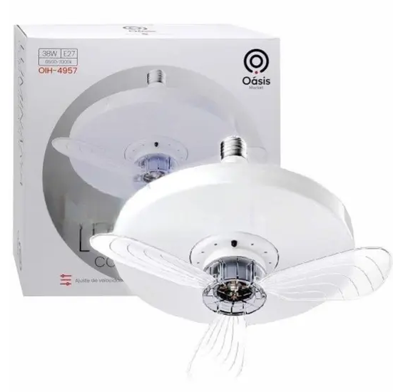 Luminária de Teto com Lâmpada LED e Ventilador com Controle Remoto Oasis OIH-4957