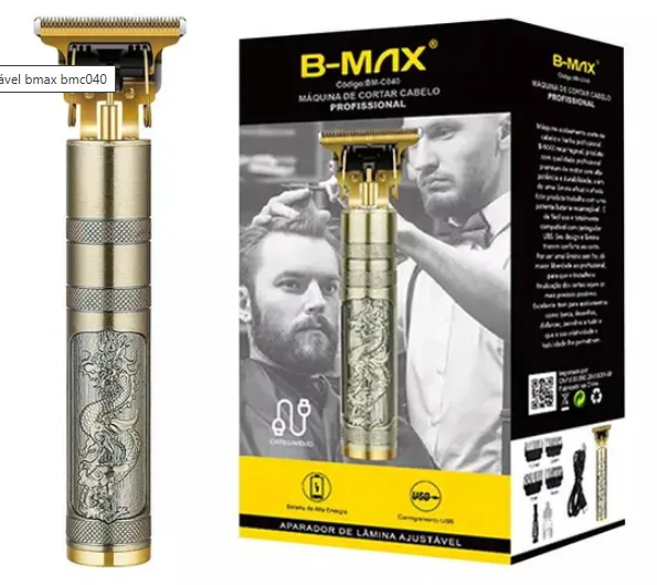 Máquina de Cortar Cabelo Profissional Recarregável USB com 4 Pentes B-MAX BM-C040