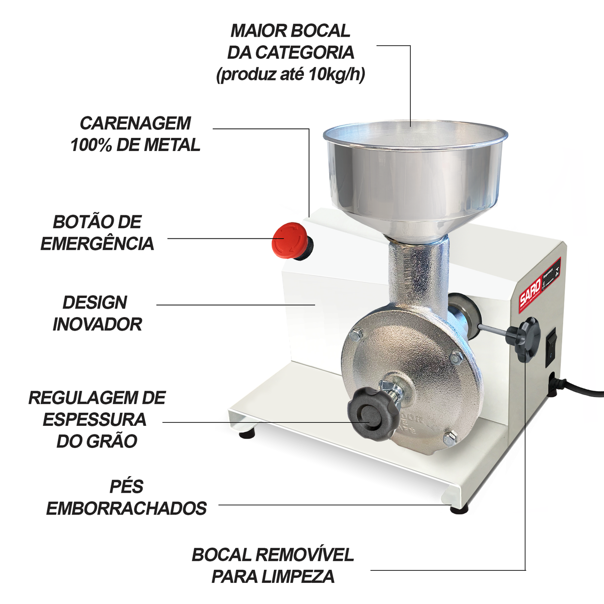 Moedor de Grãos e Café Elétrico Saro MEG Bivolt