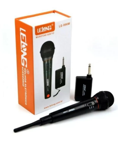 Microfone Sem Fio Dinâmico com Receptor e Cabo P10 Lelong LE-996W