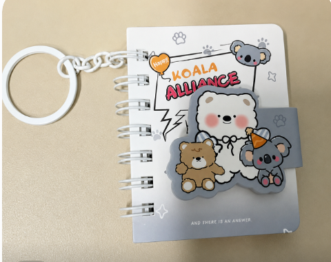 Mini Caderno com Chaveiro Espiral Capa Rígida Koala Uniso ICA-2486