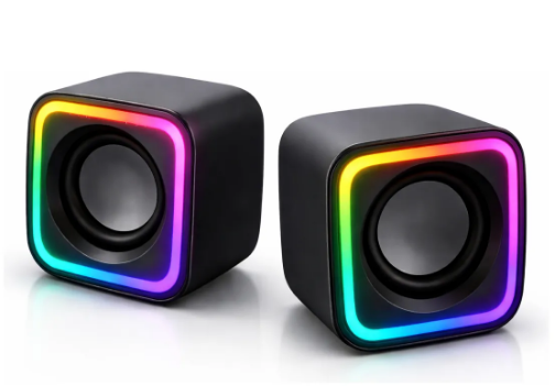 Mini Caixa de Som para PC com LED RGB 3W Cabo 1,35m Grasep D-GP202
