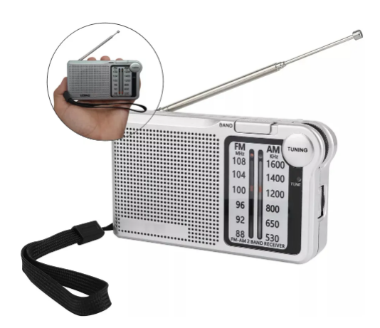 Mini Rádio Portátil FM/AM Recarregável com Antena Telescópica Lelong LE-662