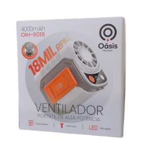 Mini Ventilador Portátil com LED 6,5W USB Recarregável Oasis OIH-6016