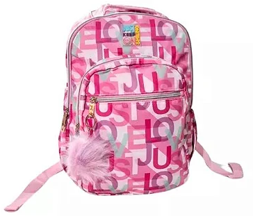 Mochila Infantil Feminina de Costas com Chaveiro Just JT1542