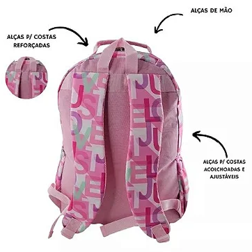 Mochila Infantil Feminina de Costas com Chaveiro Just JT1542