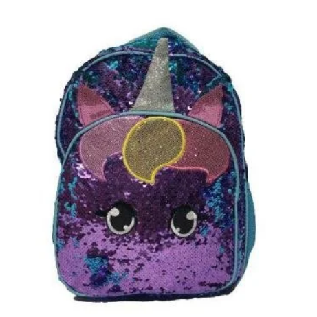 Mochila Infantil Feminina de Unicórnio com Lantejoula e Glitter Nova Rio N2197M
