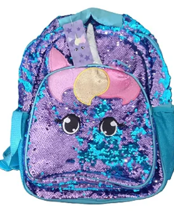 Mochila Infantil Feminina de Unicórnio com Lantejoula e Glitter Nova Rio N2197M