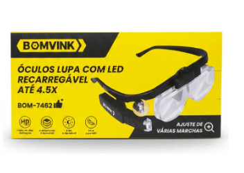 Óculos Lupa de Cabeça com LED Recarregável Bomvink BOM-7462