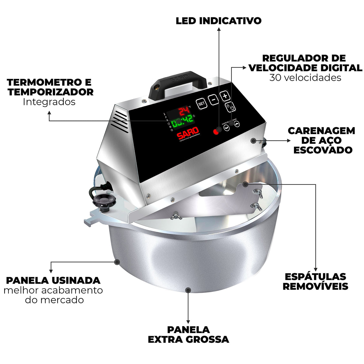 Panela Misturadeira Elétrica Digital Saro PA4D 4 Litros Bivolt
