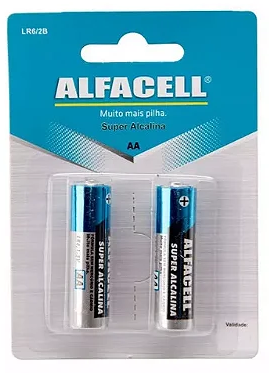 Pilha Alcalina AA 1,5V Cartela com 2 Unidades Alfacell LR6/2B