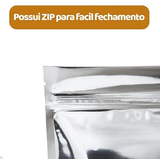 Saco Ziplock Prata 9x13cm com 100 Unidades com Fundo Stand Up SAC-PRA-9