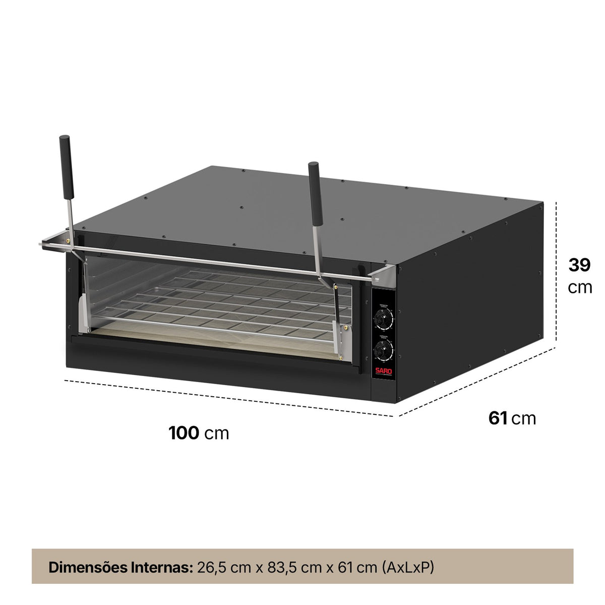 Forno Guilhotina Elétrico Saro FG8622 80x60 cm 220V com Cavalete 8 Pizzas
