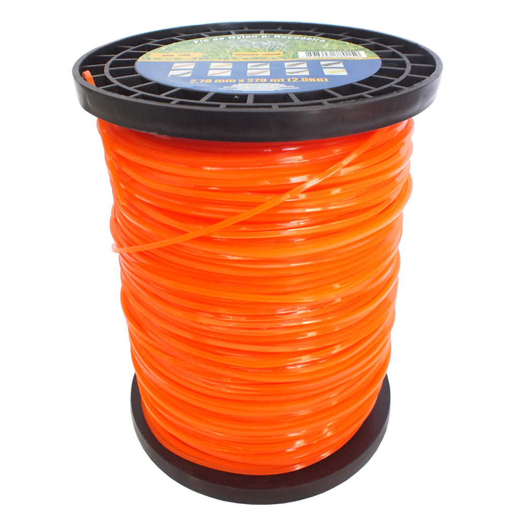 Fio de Nylon Rolo 2kg com 279 Metros - Quadrado 2,70mm - Cor Laranja - Spin Linha Premium – foto 1
