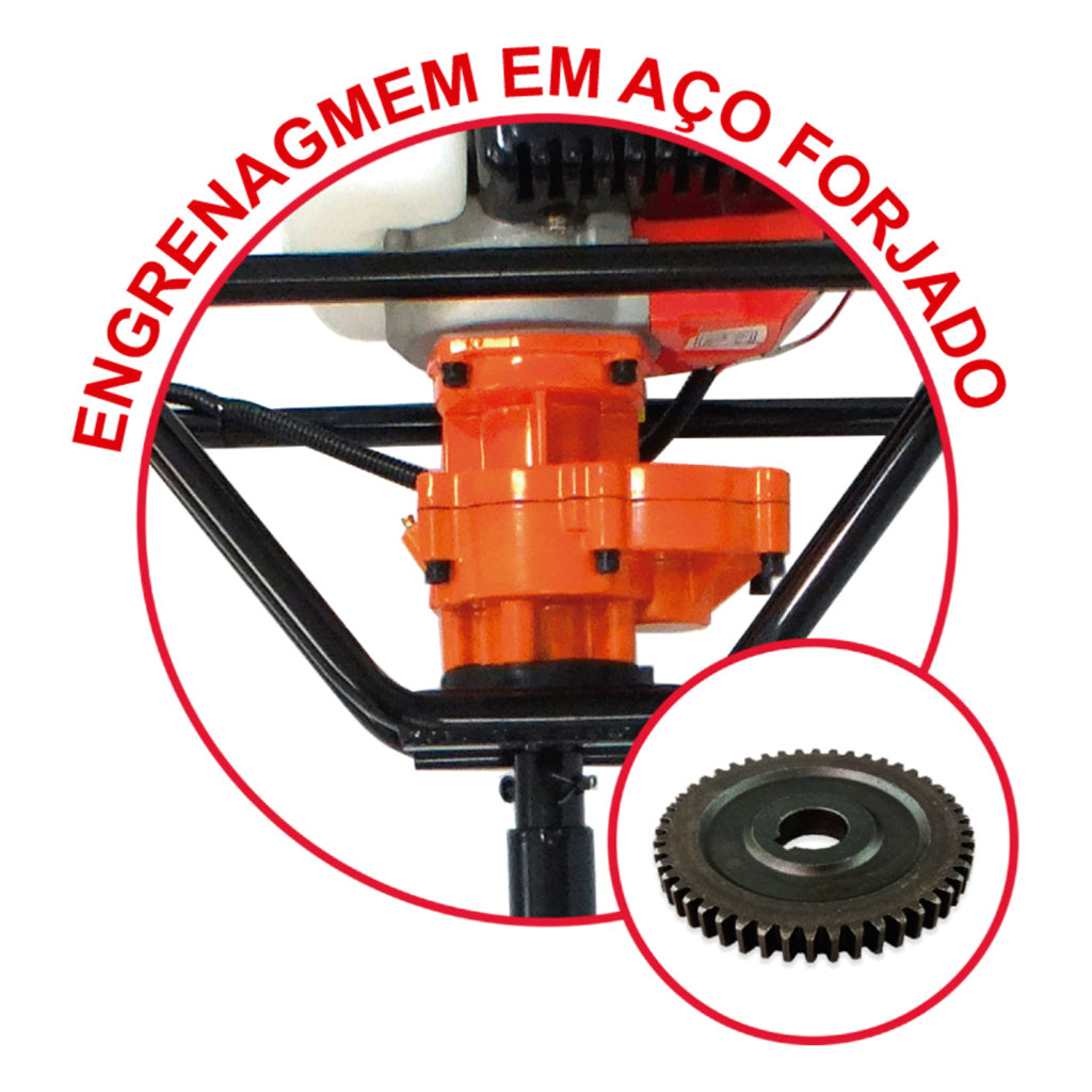 Perfurador de Solo 2T 52cc 2,5hp com Broca 80x20cm VPS520 Vulcan Trent – foto 4