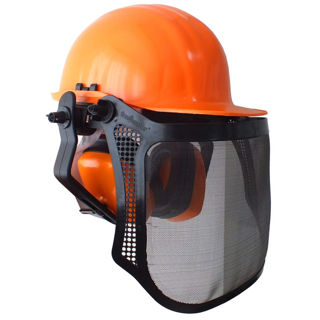 Capacete com Proteção Facial e Abafador Concha - Cor Laranja – foto 1