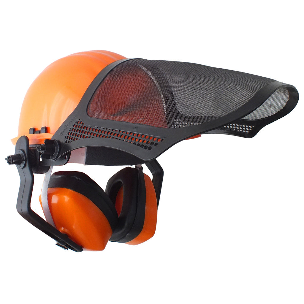 Capacete com Proteção Facial e Abafador Concha - Cor Laranja – foto 4