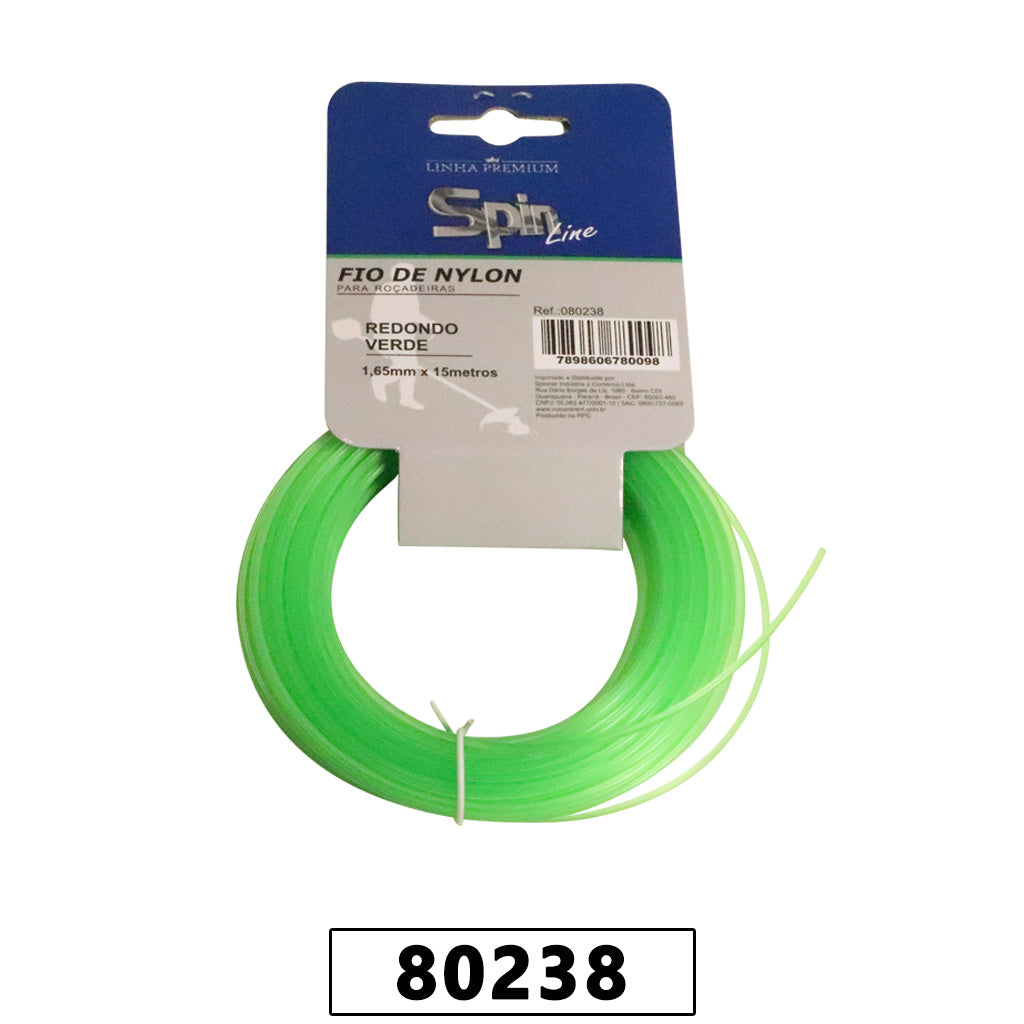 Fio de Nylon Blister - 15 Metros - Redondo 1,65mm - Cor Verde - Spin Linha Premium – foto 1