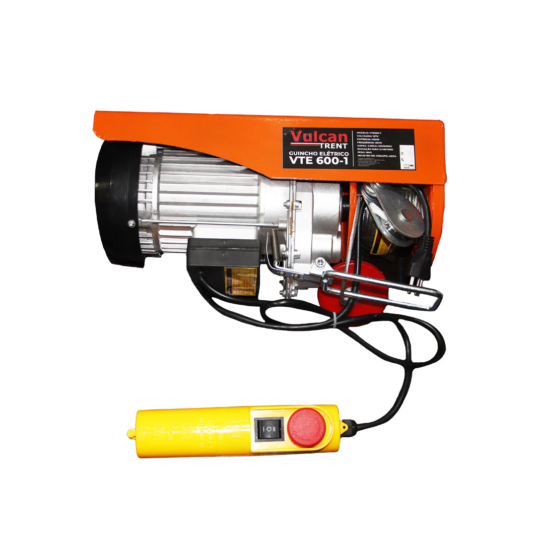 Guincho Elétrico 1100W 300/600KG 127V VTE600-1 Cabo 12 Metros - Vulcan Trent – foto 1