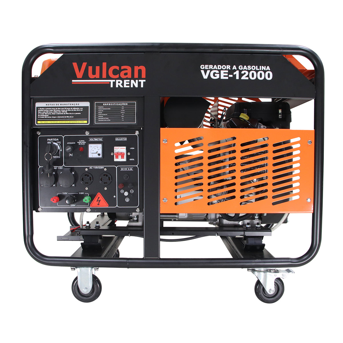Gerador Gasolina 4T 678cc 21HP 12,0kVA 12000W Monofasico Bivolt - Part.elet - VGE12000 Vulcan Trent – foto 1