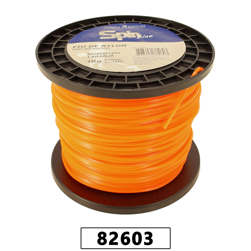 Fio de Nylon Rolo 1kg com 144 Metros - Quadrado 2,70mm - Cor Laranja - Spin Linha Premium – foto 1