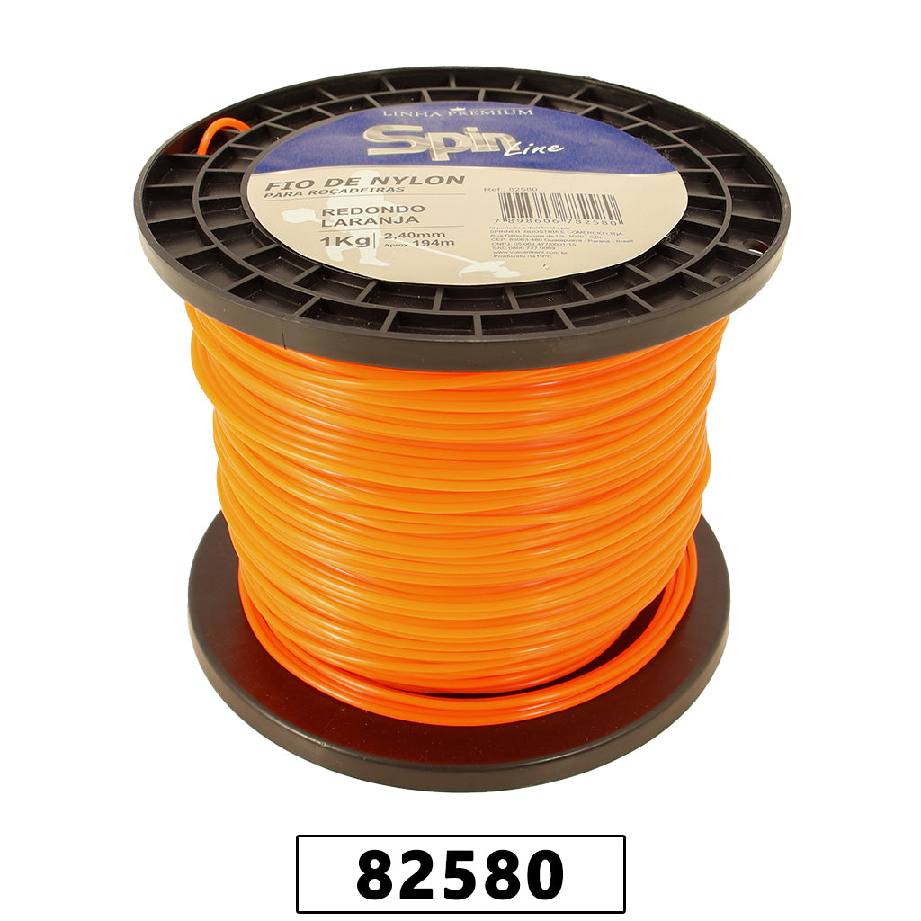 Fio de Nylon Rolo 1kg com 194 Metros - Redondo 2,40mm - Cor Laranja - Spin Linha Premium – foto 1