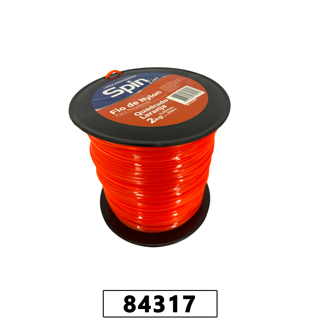 Fio de Nylon Rolo 2kg com 226 Metros - Quadrado 3,00mm - Cor Laranja – foto 1