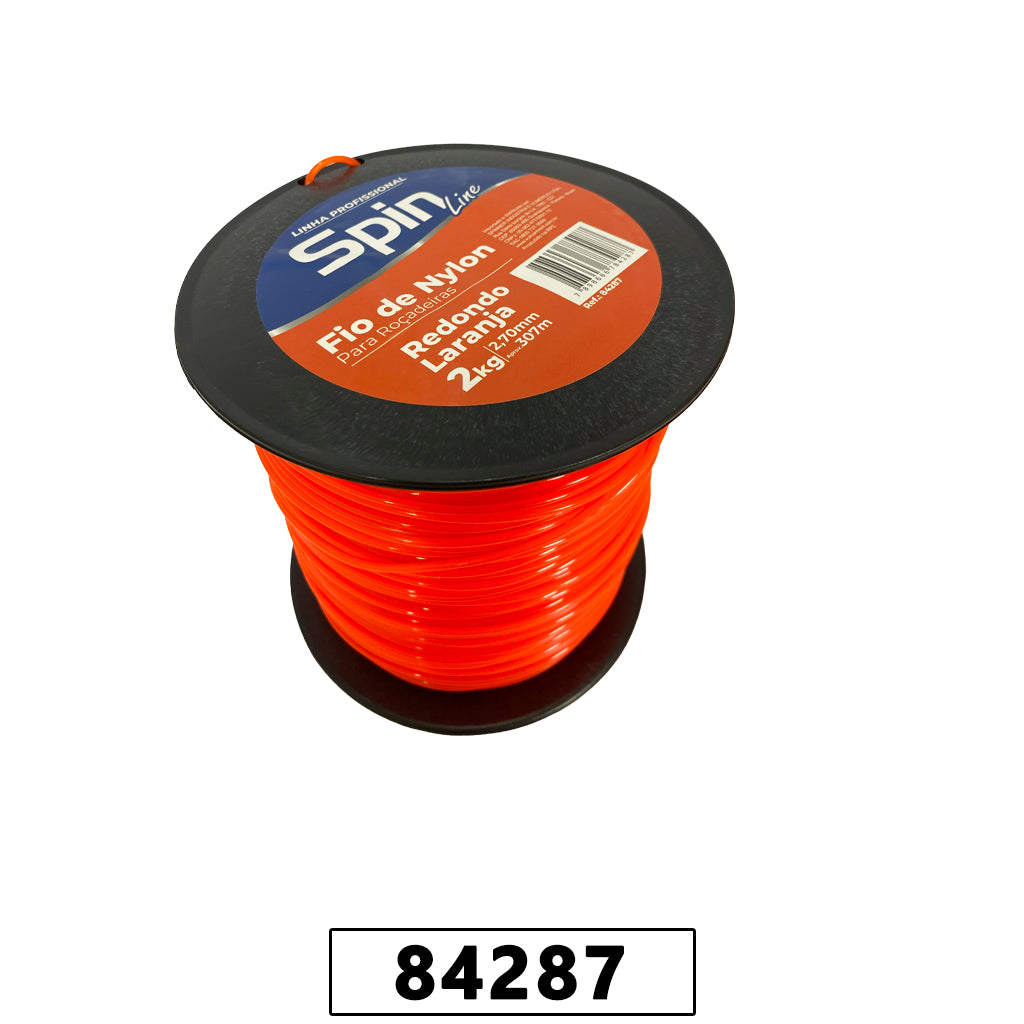 Fio de Nylon Rolo 2kg com 307 Metros - Redondo 2,70mm - Cor Laranja – foto 1