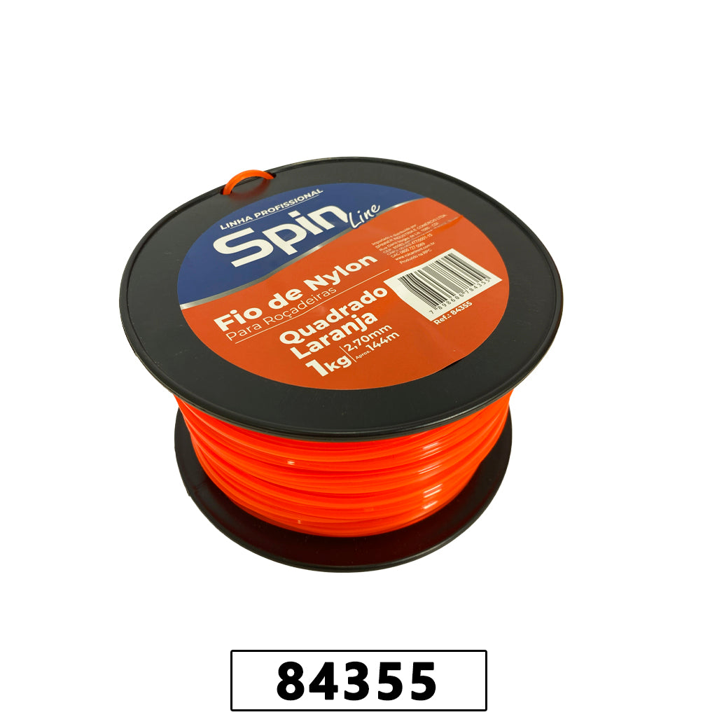 Fio de Nylon Rolo 1kg com 144 Metros - Quadrado 2,70mm - Cor Laranja – foto 1