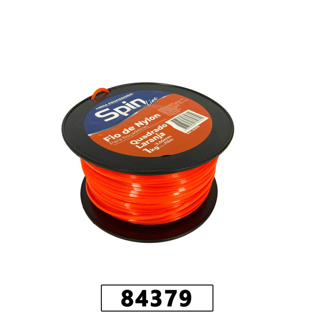 Fio de Nylon Rolo 1kg com 113 Metros - Quadrado 3,00mm - Cor Laranja – foto 1
