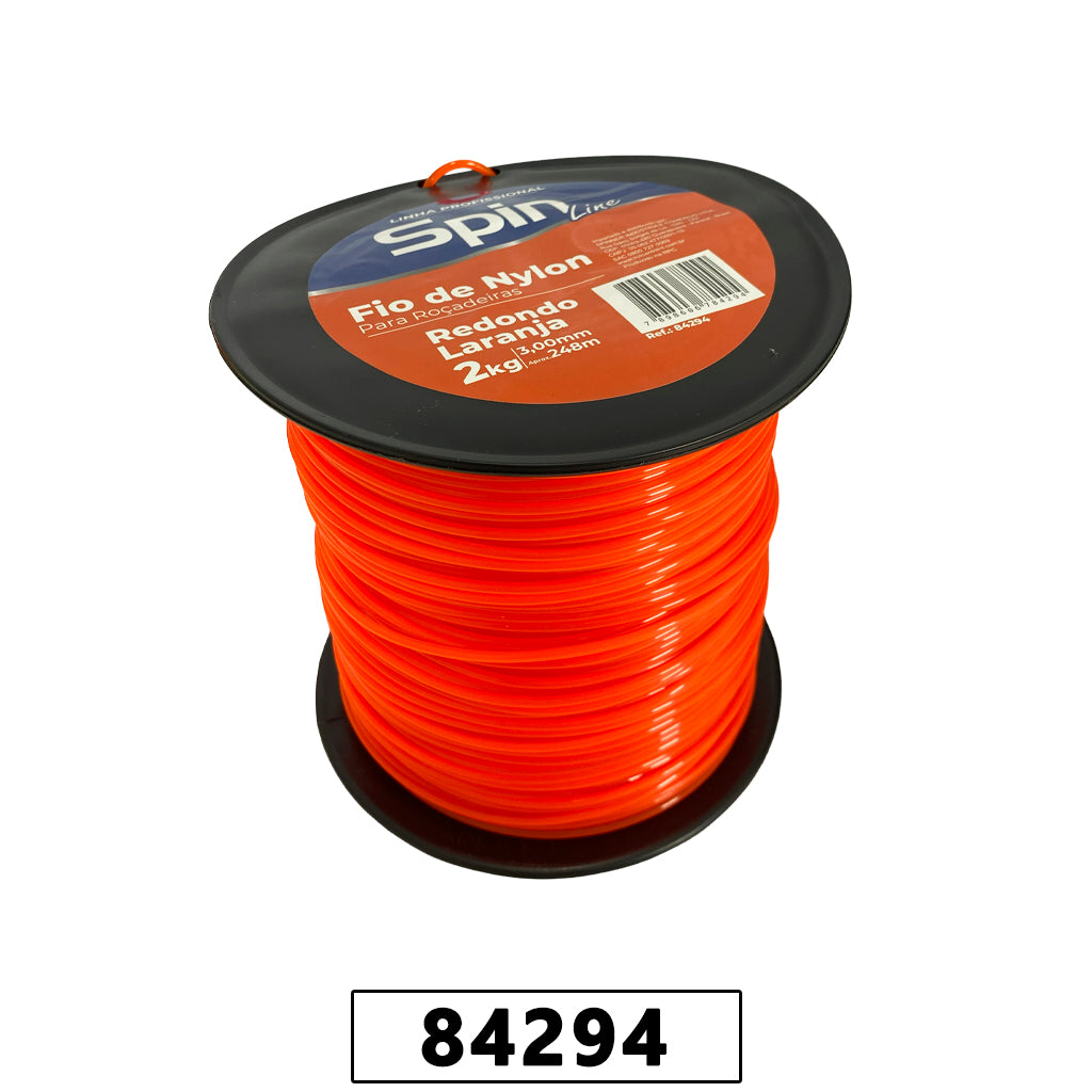 Fio de Nylon Rolo 2kg com 248 Metros - Redondo 3,00mm - Cor Laranja – foto 1